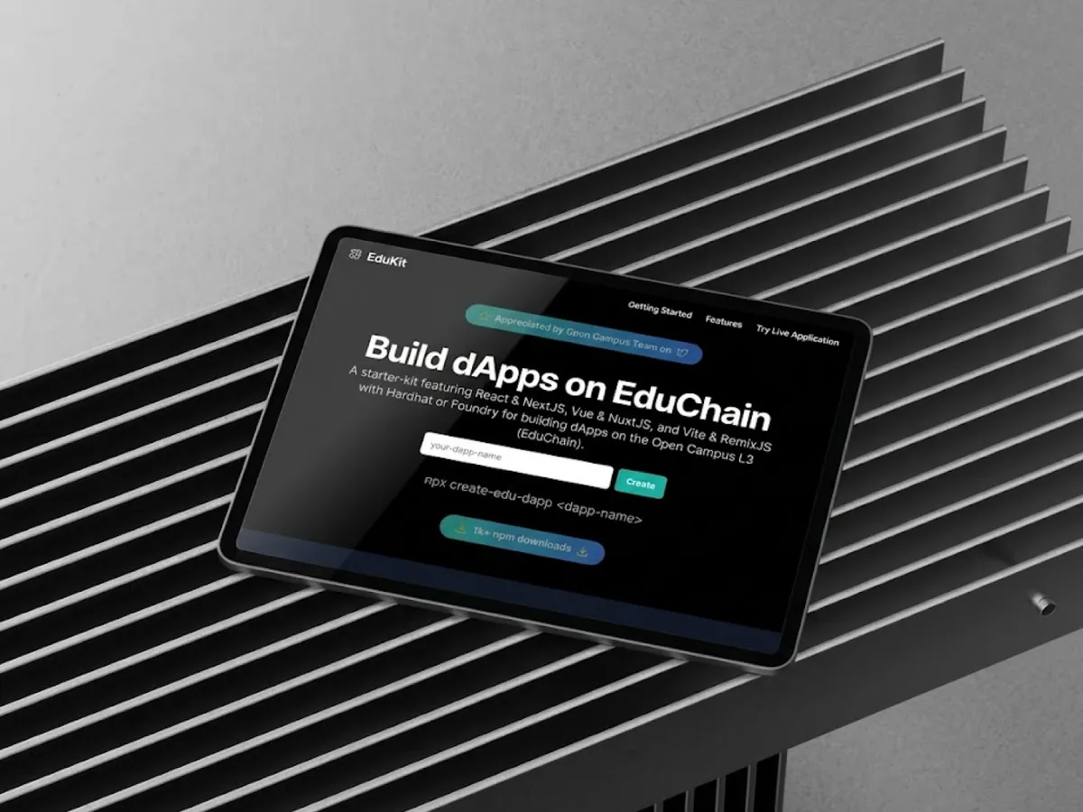 EduKit, the EduChain dApp starter kit, on a tablet