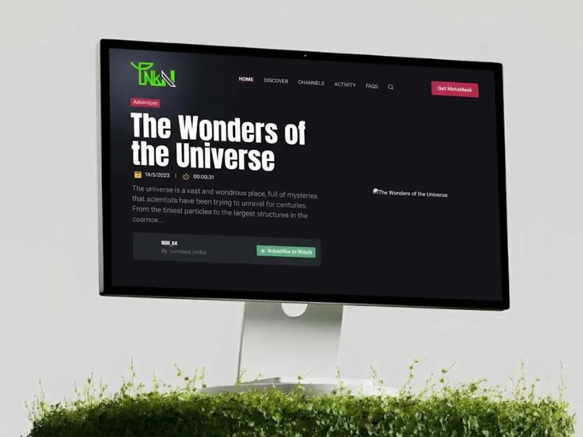 A Talkn video page on a desktop display