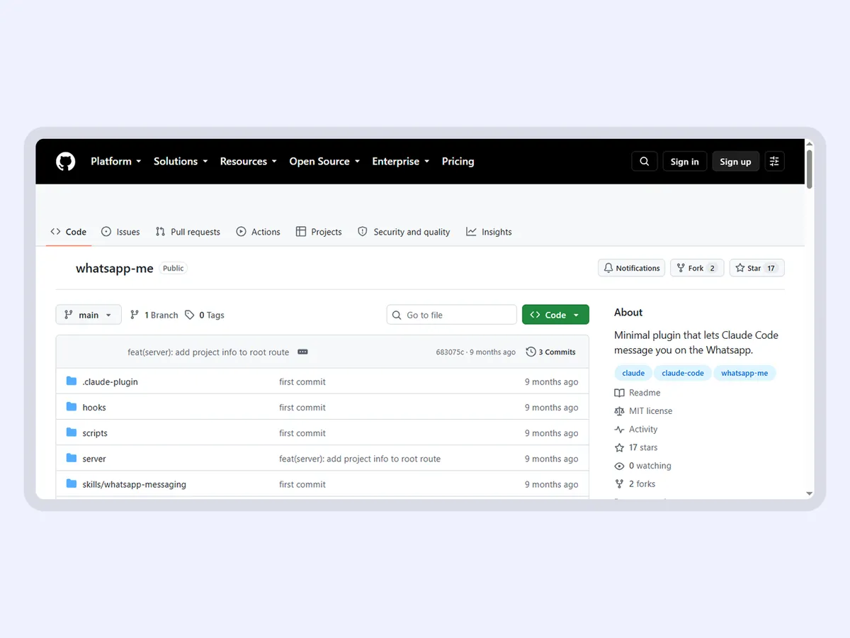 The whatsapp-me repository on GitHub